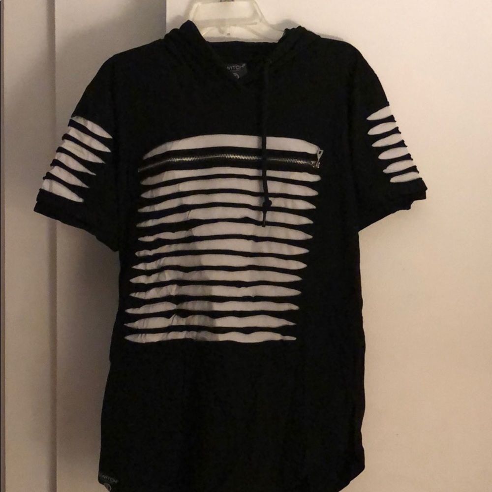 Black/White Shirt with Hood